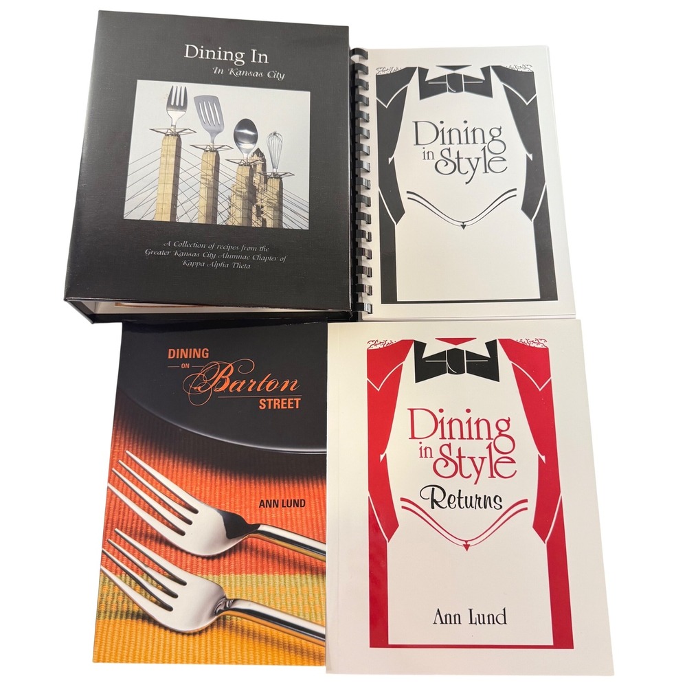 Kansas City Cookbook Lot of 4 Dining In Style Barton St. Ann Lund KC Recipes NEW